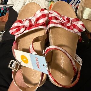 Cat & Jack Red and white plaid Wedge Sandals